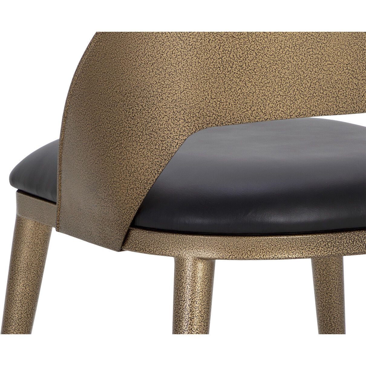 Dezirae Antique Brass / Charcoal Black Leather Dining Chair